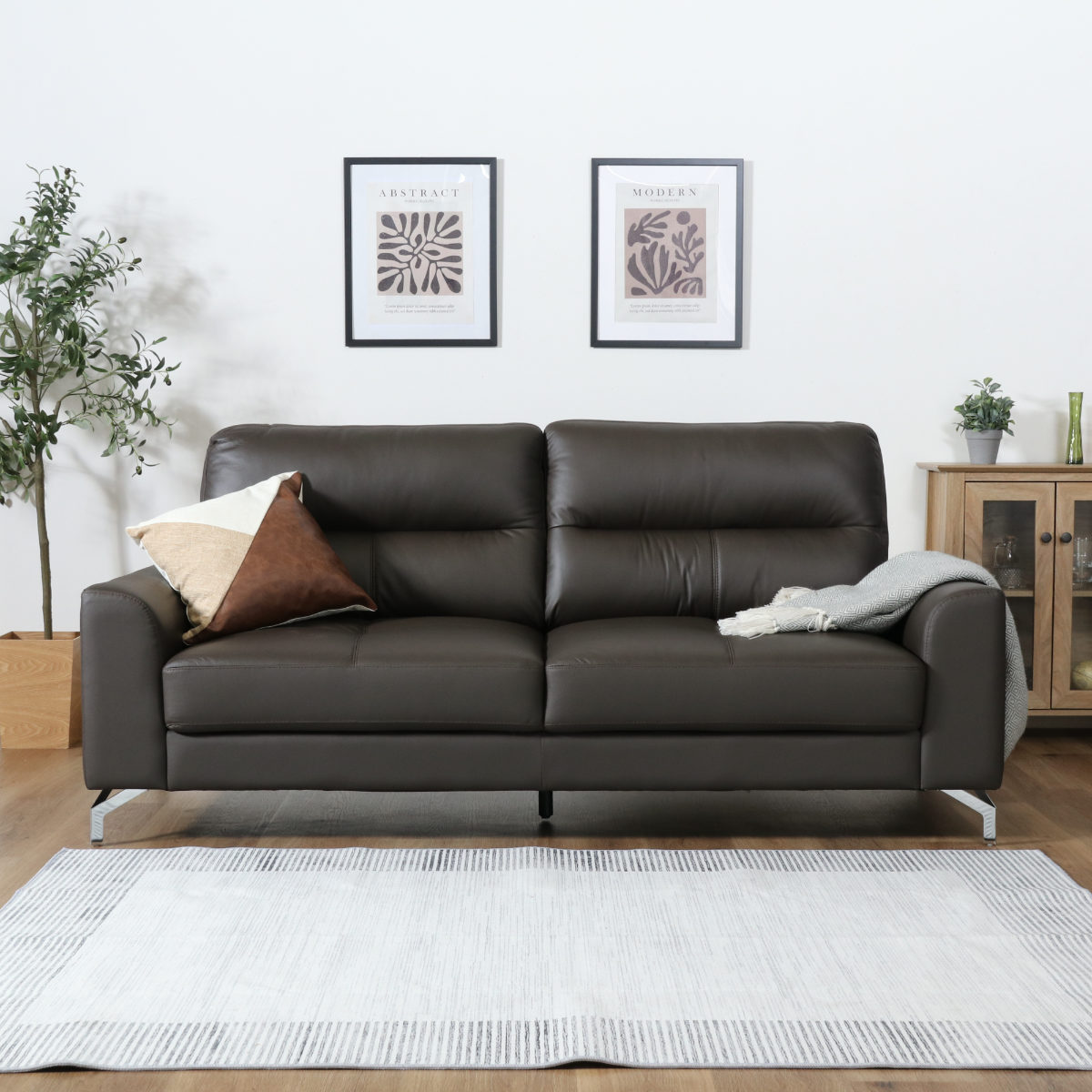 レザーソファ 幅194cm 3人掛け 革ソファ ジーク ( レザー アームレスト 肘付き シンプル ビンテージ調 北欧風 高級感 重厚感 ) 【ダークグリーン】 ダークグリーン