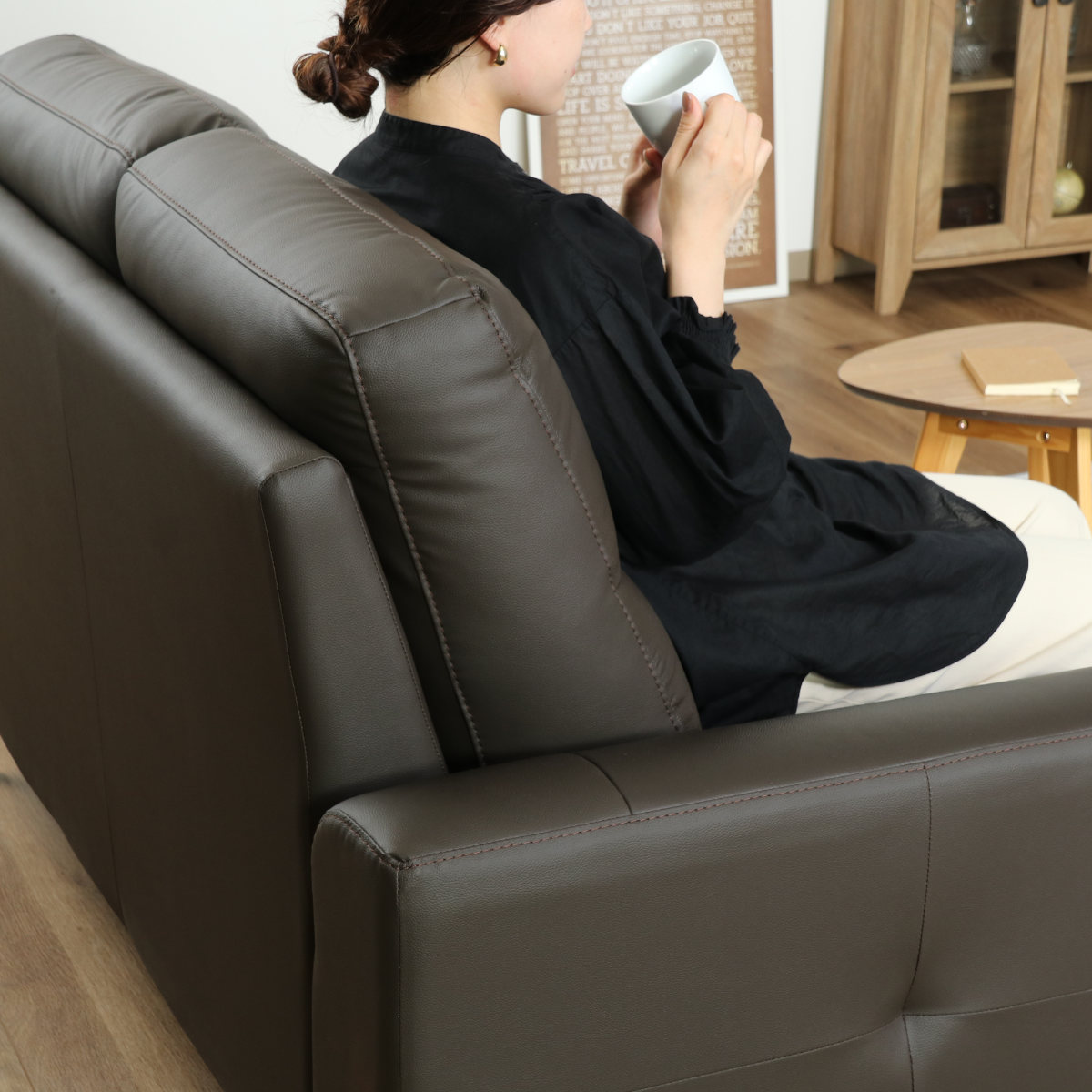 レザーソファ 幅194cm 3人掛け 革ソファ ジーク ( レザー アームレスト 肘付き シンプル ビンテージ調 北欧風 高級感 重厚感 ) 【ダークグリーン】 ダークグリーン