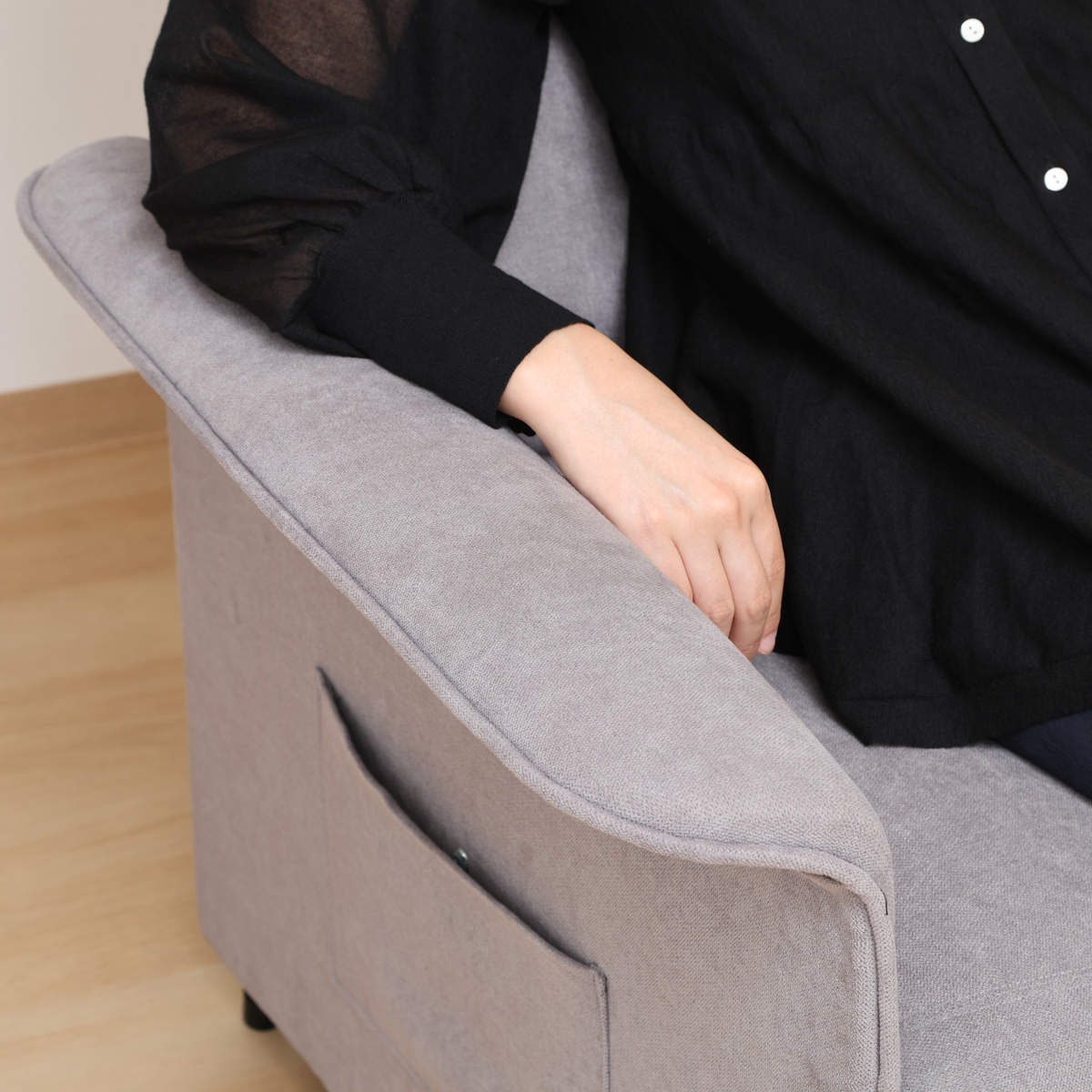 パーソナルチェア 電動リクライニング 座面高43.5cm SIMPLE ( ハイバック 収納ポケット ひじ掛け フットレスト 1人掛け 電動 ソファ 無地 シンプル おしゃれ ) 【ネイビー】 ネイビー