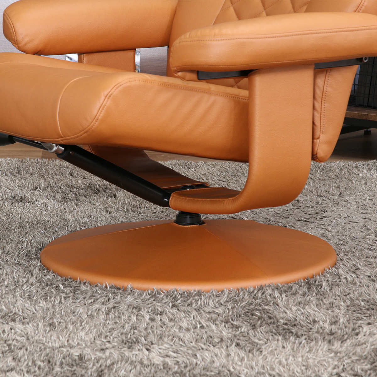 パーソナルチェア リクライニング オットマン付 クロス ( 回転 チェア 椅子 レザー調 ソフトレザー ゆったり リラックス ヘッドレスト アームレスト ビンテージ調 高級感 ) 【グレー】 グレー