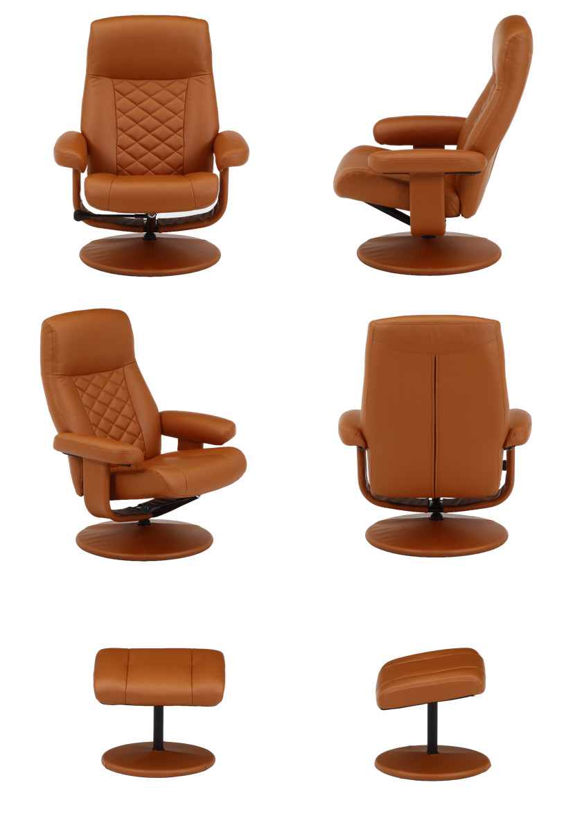 パーソナルチェア リクライニング オットマン付 クロス ( 回転 チェア 椅子 レザー調 ソフトレザー ゆったり リラックス ヘッドレスト アームレスト ビンテージ調 高級感 ) 【グレー】 グレー