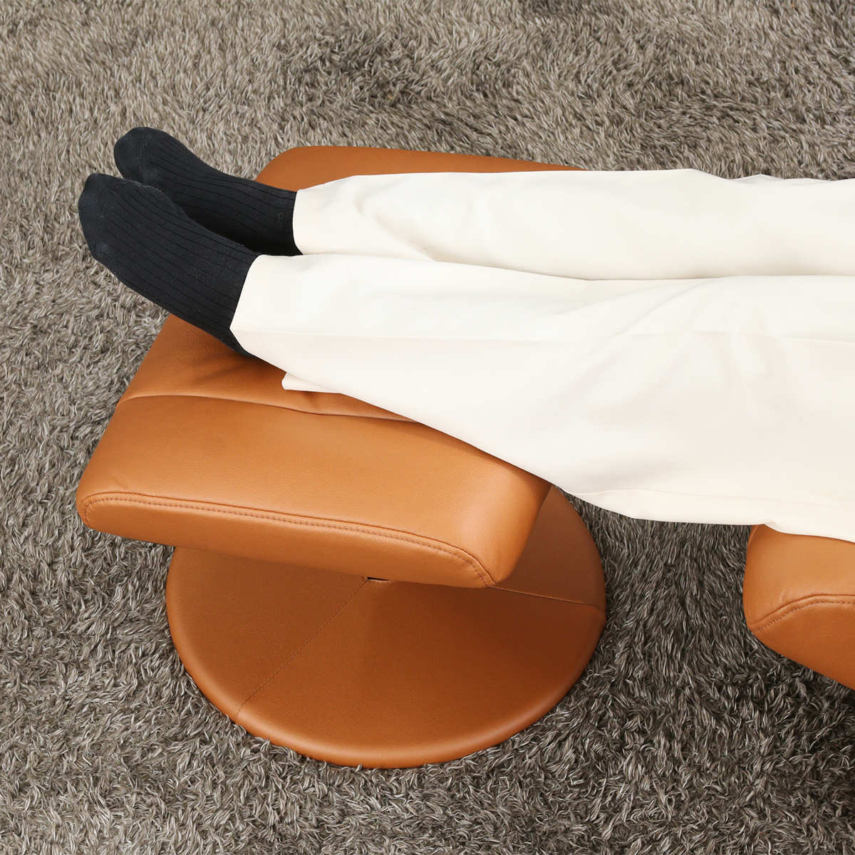 パーソナルチェア リクライニング オットマン付 クロス ( 回転 チェア 椅子 レザー調 ソフトレザー ゆったり リラックス ヘッドレスト アームレスト ビンテージ調 高級感 ) 【グレー】 グレー