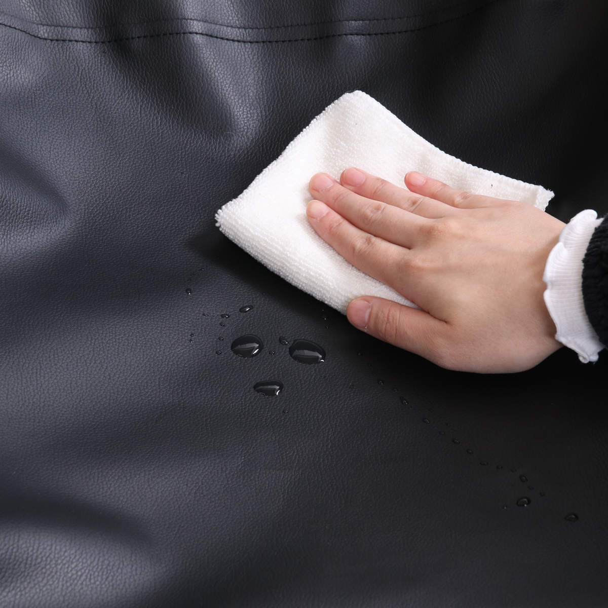 ラウンジチェア 折りたたみ レザー調 ( ピロー付き 幅広座面 天然木 フレーム リラックス チェア 椅子 ブラウン ブラック リビング ヴィンテージ調 北欧 おしゃれ ) 【ブラック】 ブラック