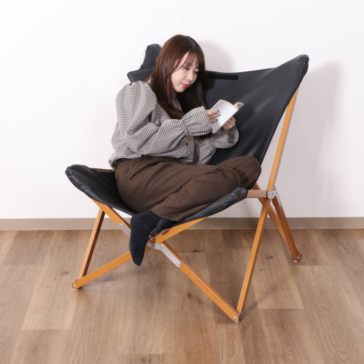OBJEKTOブラウンレザー ハンモックスタイルチェア KOMFORTA(コンフォルタ) ハンモック レザー