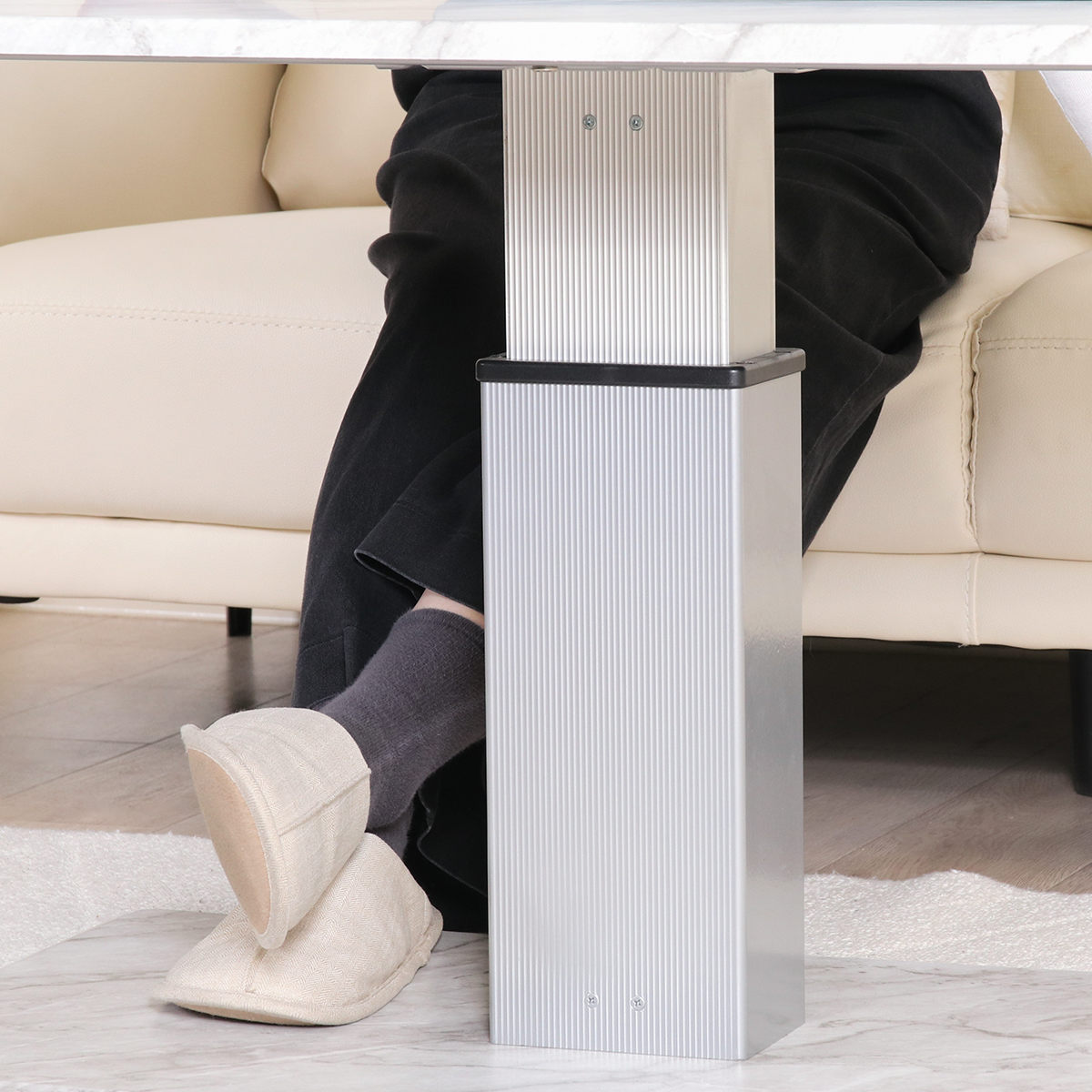 リビングテーブル 昇降式 幅120cm 大理石柄 ( 高さ調節 フットペダル ローテーブル センターテーブル テーブル カフェ風 長方形 キャスター テレワーク パソコン 作業 机 高級感 上品 )