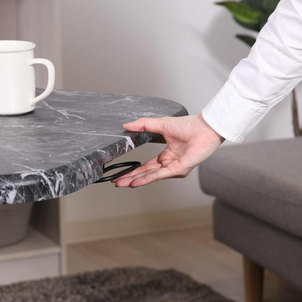 リビングテーブル ワイド 昇降式 幅120cm 大理石柄 コンクリート柄 ( 高さ調節 ローテーブル センターテーブル テーブル カフェ風 長方形 テレワーク パソコン 作業 机 高級感 上品 ) 【コンクリート】 コンクリート