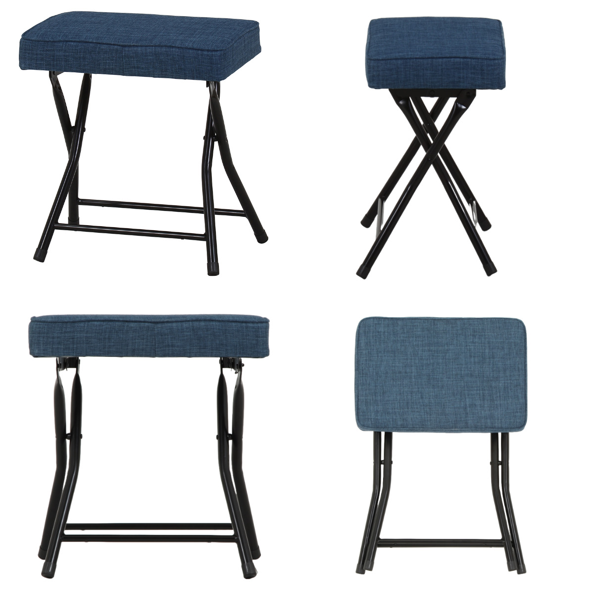 折りたたみ椅子 座面高49cm スツール ワイドチェア バーディー ( 背もたれなし ツートン おしゃれ スリム チェア レザー調 ファブリック 座面 ダイニング キッチン リビング デスク ) 【ブラウン】 ブラウン