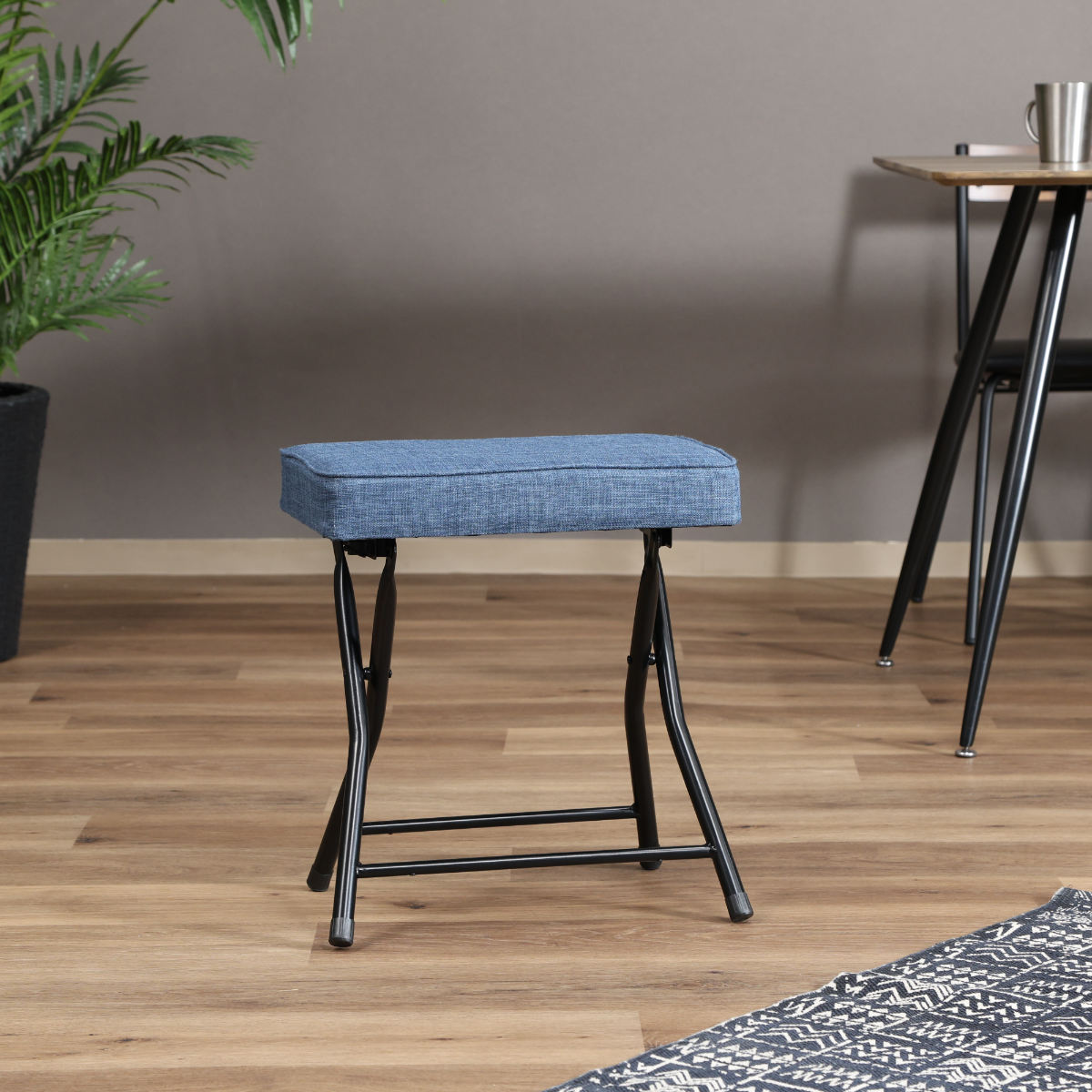 折りたたみ椅子 座面高49cm スツール ワイドチェア バーディー ( 背もたれなし ツートン おしゃれ スリム チェア レザー調 ファブリック 座面 ダイニング キッチン リビング デスク ) 【ブラウン】 ブラウン