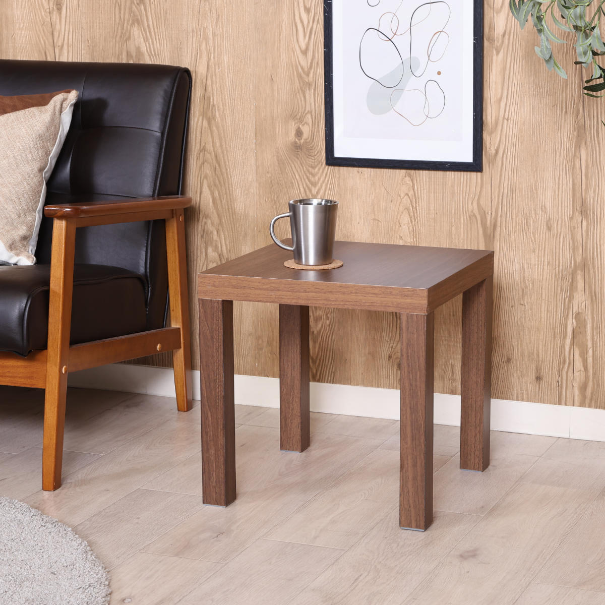 ミニテーブル スクエア 幅40×奥行40×高さ40cm キューブテーブル ( 木目調 キューブ 正方形 四角 テーブル サイドテーブル コンパクト ナイトテーブル ソファ ベッド 横 ナチュラル ホワイト ブラウン ) 【ホワイトウォッシュ】 ホワイトウォッシュ