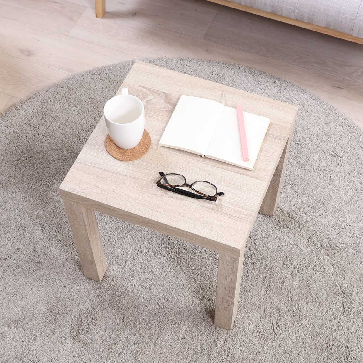ミニテーブル スクエア 幅40×奥行40×高さ40cm キューブテーブル ( 木目調 キューブ 正方形 四角 テーブル サイドテーブル コンパクト ナイトテーブル ソファ ベッド 横 ナチュラル ホワイト ブラウン ) 【ホワイトウォッシュ】 ホワイトウォッシュ