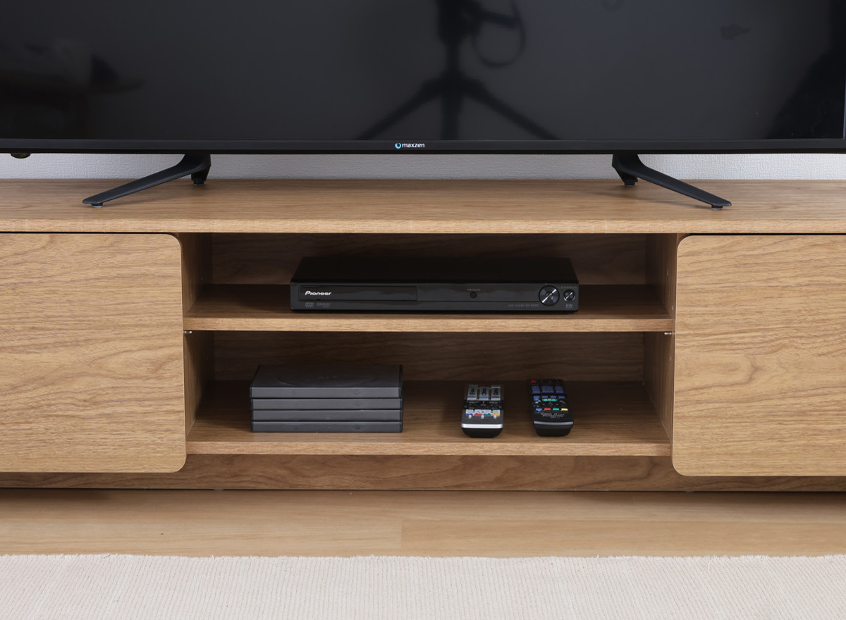 テレビ台 幅159cm 木目調 ソフトクローズ 55型対応 ( TV台 テレビボード AVラック 収納 リビング収納 ラック 棚 飾り棚 家具 可動棚 配線穴 ホワイトオーク ミドルブラウン ) 【ミドルブラウン】 ミドルブラウン