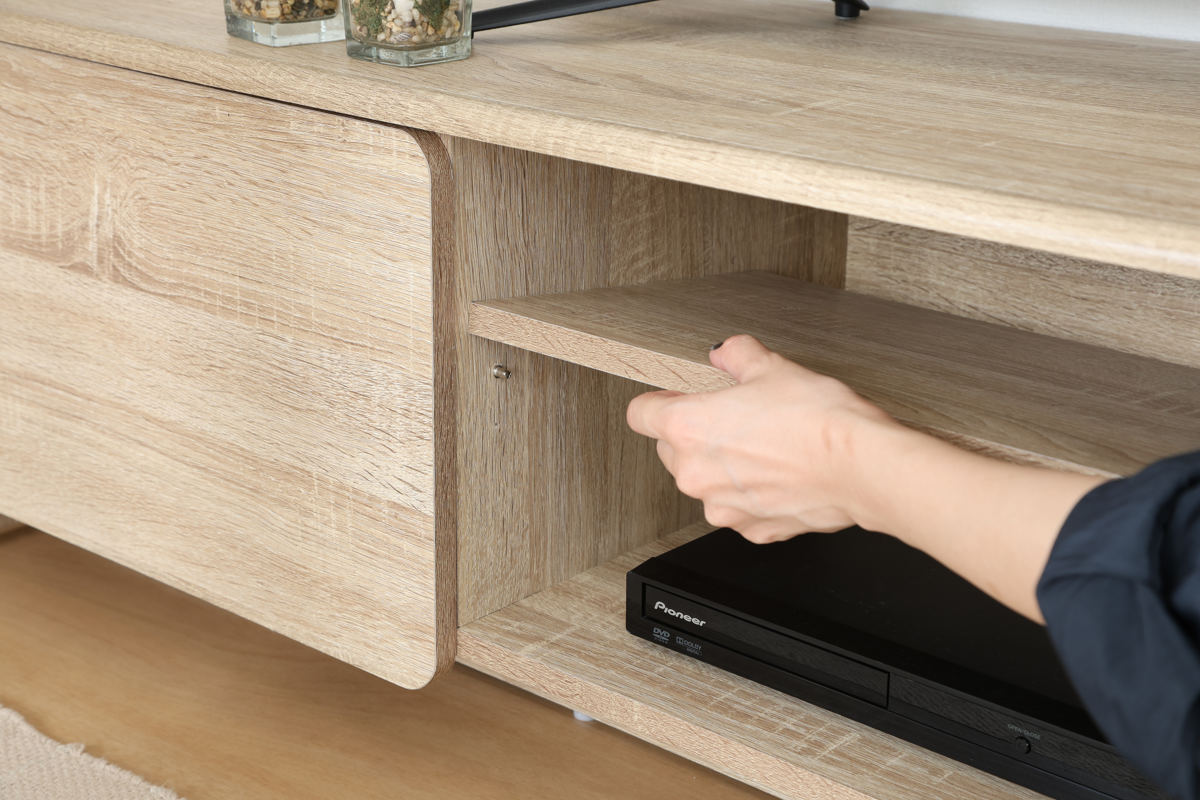 テレビ台 幅159cm 木目調 ソフトクローズ 55型対応 ( TV台 テレビボード AVラック 収納 リビング収納 ラック 棚 飾り棚 家具 可動棚 配線穴 ホワイトオーク ミドルブラウン ) 【ミドルブラウン】 ミドルブラウン