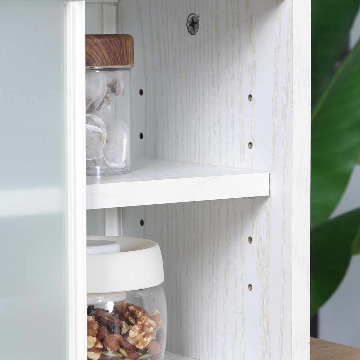 両側から取り出せる カウンター上 収納ラック 幅120cm ( 棚 ラック 収納 調味料ラック カウンター 両面 卓上 引出し ナチュラル ホワイト シンプル ) 【ホワイト】 ホワイト