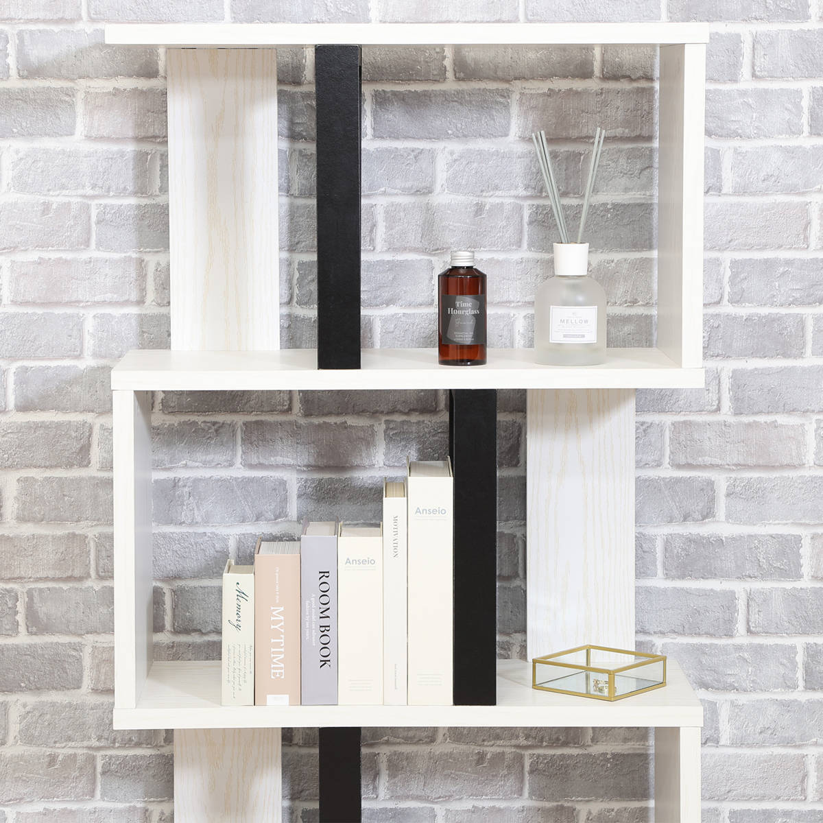 S字ディスプレイラック 幅59cm 4段 A4サイズ対応 ( ディスプレイラック S字 ラック 棚 A4対応 ツートン シェルフ 飾り棚 間仕切 収納 家具 ナチュラル ホワイト 四段 ) 【ナチュラル】 ナチュラル