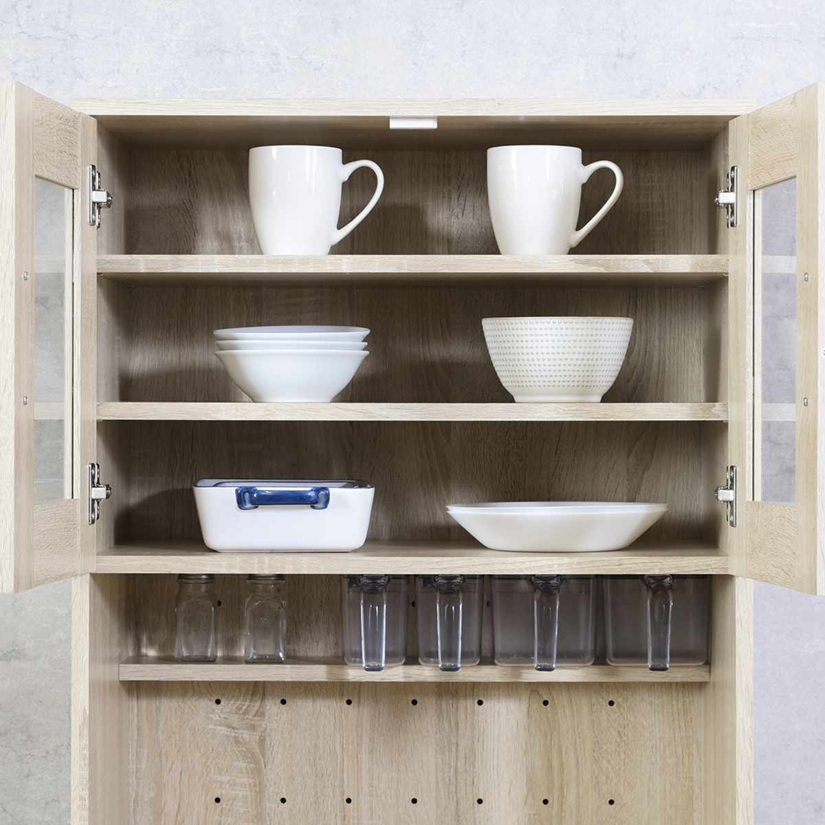 ゴミ箱上 キャビネット 幅59cm 2口コンセント ( ゴミ箱上収納 食器棚 ラック 棚 収納 ごみ箱上 省スペース 食器収納 コンセント付 可動棚 ナチュラル ホワイト ) 【ナチュラル】 ナチュラル