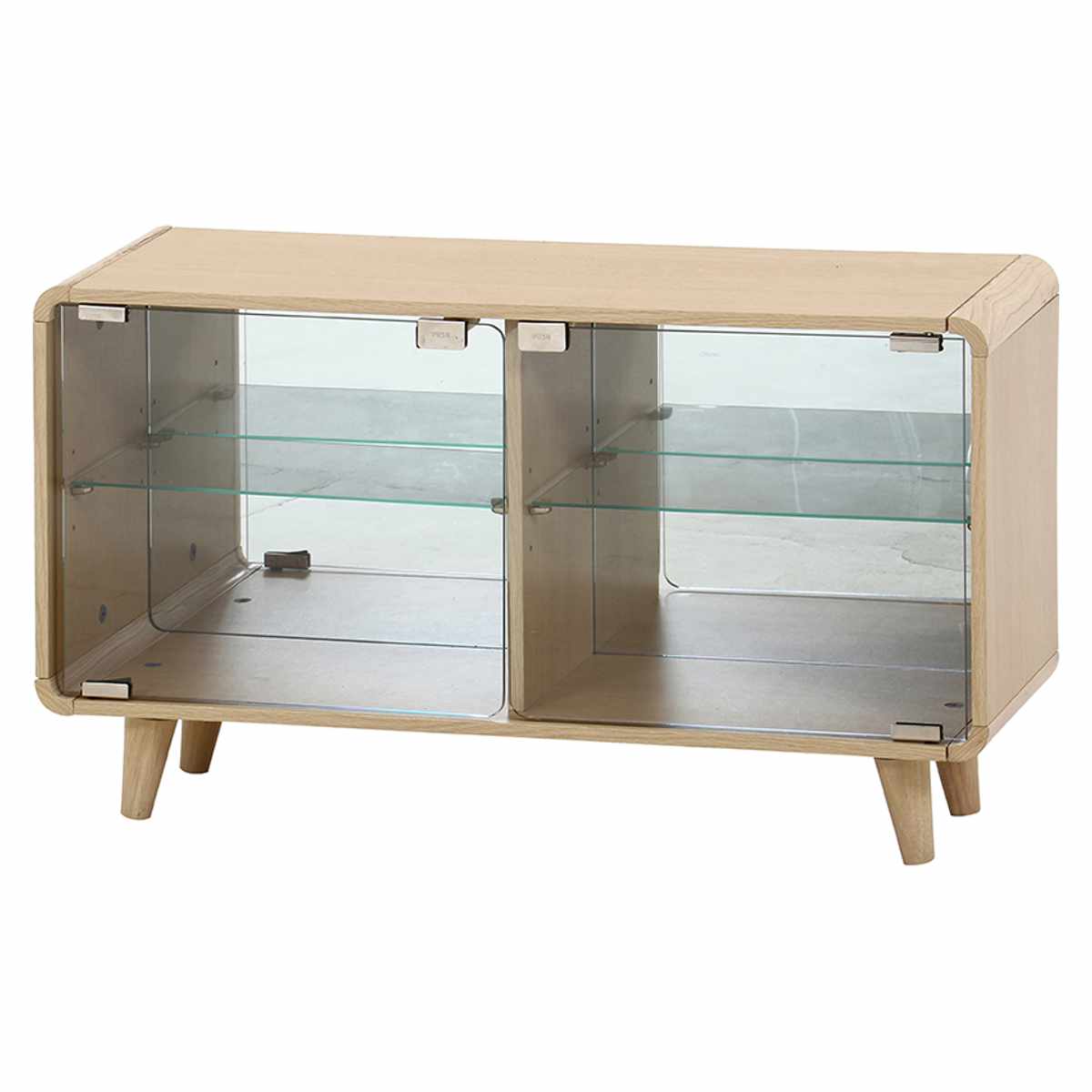 コレクションシェルフ 幅79.5cm ロータイプ ガラス扉 背面ミラー