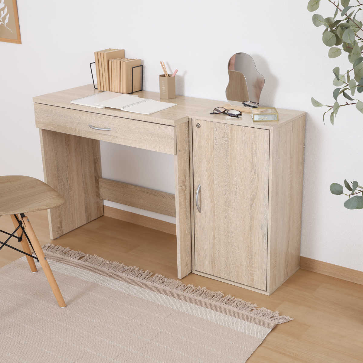 収納ボックス 幅39cm 鍵付き 可動棚 ( 棚 ラック ロッカー 収納 鍵付 カラボ 書類 隠す収納 ナチュラル ホワイトウォッシュ 省スペース コンパクト ) 【ホワイトウォッシュ】 ホワイトウォッシュ