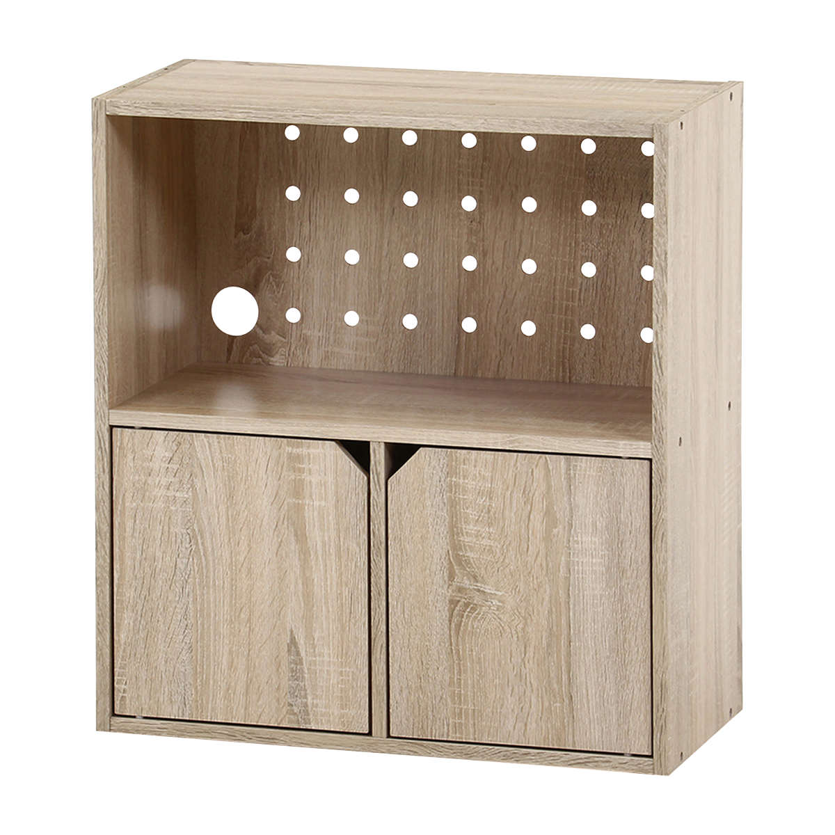 連結可能 収納ボックス 幅60cm オープンタイプ ( 棚 ラック ディスプレイ 飾り棚 連結 積み重ね 見せる収納 隠す収納 配線穴 有孔ボード ナチュラル ホワイトウォッシュ 省スペース コンパクト ) 【ナチュラル】 ナチュラル