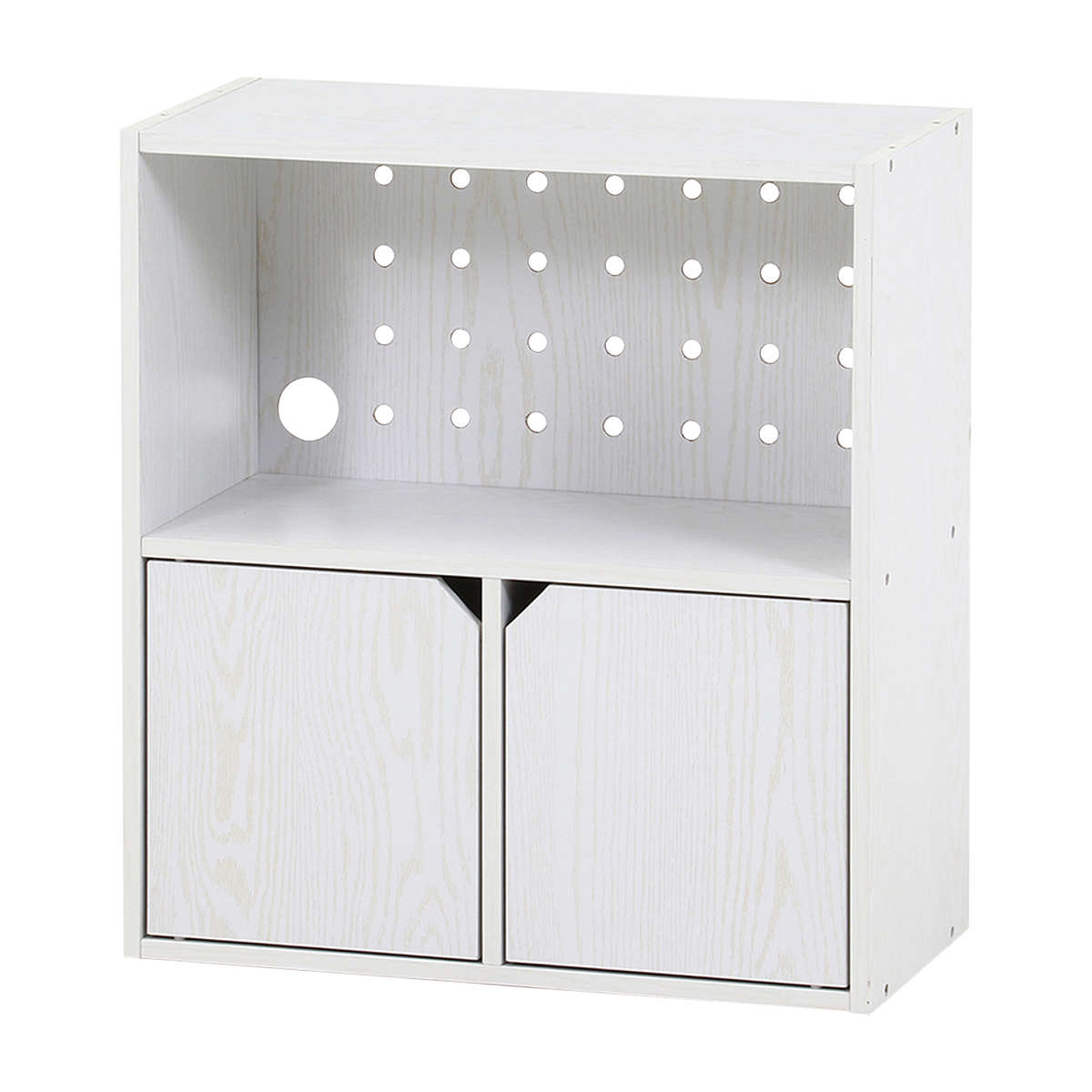 連結可能 収納ボックス 幅60cm オープンタイプ ( 棚 ラック ディスプレイ 飾り棚 連結 積み重ね 見せる収納 隠す収納 配線穴 有孔ボード ナチュラル ホワイトウォッシュ 省スペース コンパクト ) 【ナチュラル】 ナチュラル