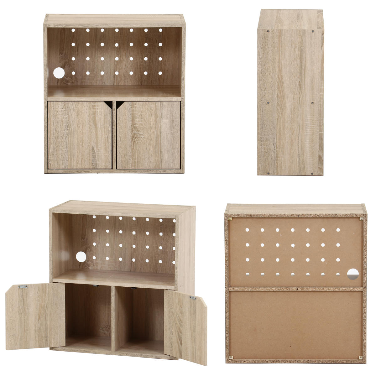連結可能 収納ボックス 幅60cm オープンタイプ ( 棚 ラック ディスプレイ 飾り棚 連結 積み重ね 見せる収納 隠す収納 配線穴 有孔ボード ナチュラル ホワイトウォッシュ 省スペース コンパクト ) 【ナチュラル】 ナチュラル