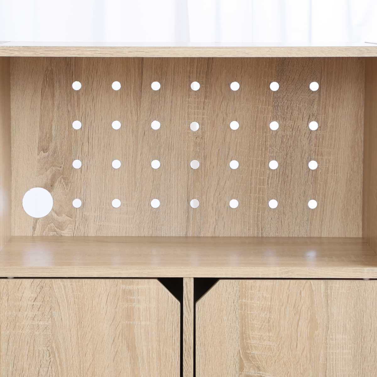 連結可能 収納ボックス 幅60cm オープンタイプ ( 棚 ラック ディスプレイ 飾り棚 連結 積み重ね 見せる収納 隠す収納 配線穴 有孔ボード ナチュラル ホワイトウォッシュ 省スペース コンパクト ) 【ナチュラル】 ナチュラル