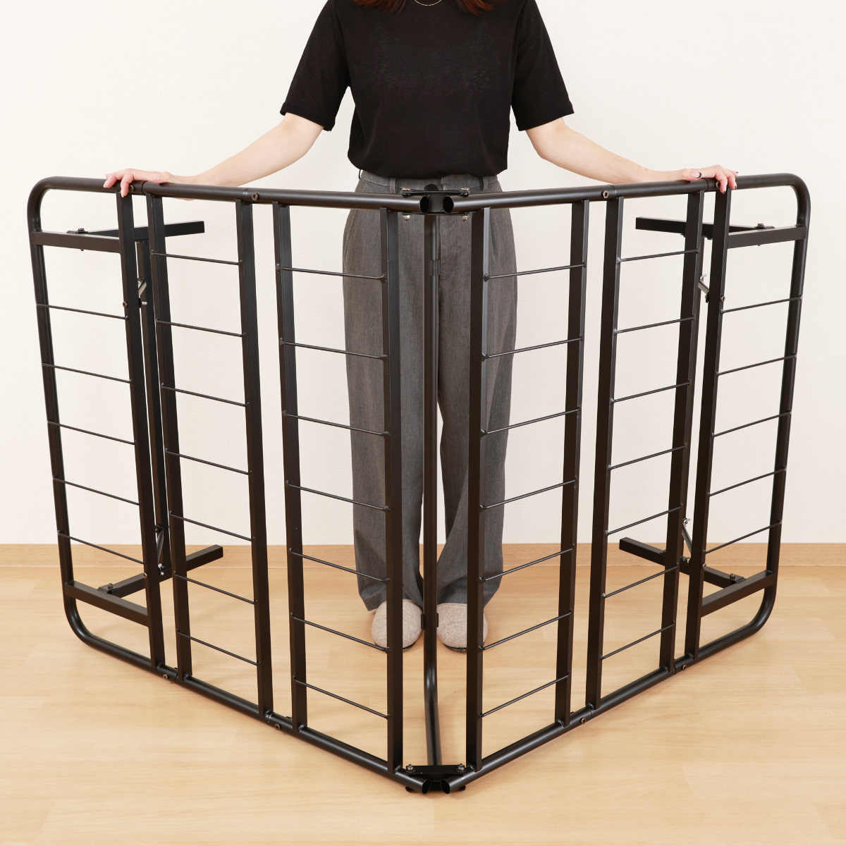 パイプベッド シングル スチール 折りたたみ 工具不要 ( ベッド 折り畳み フレーム コンパクト 組み立て簡単 スリム 寝具 ブラック グレー ベット ) 【ブラック】 ブラック