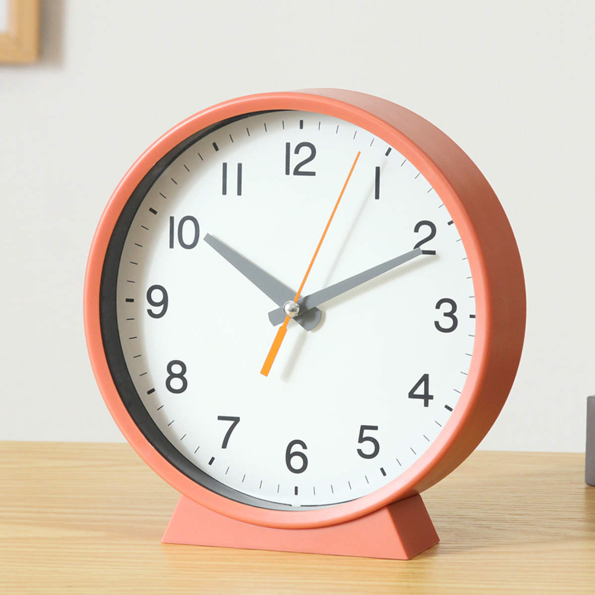 置掛兼用時計 エルフ 連続秒針 静音 掛け時計 置き時計 ( 置き時計 壁掛け時計 掛け時計 置き型 2way シンプル ヴィンテージ調 コンパクト かわいい 可愛い ) 【オレンジ】 オレンジ