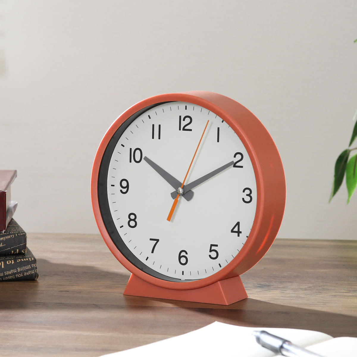 置掛兼用時計 エルフ 連続秒針 静音 掛け時計 置き時計 ( 置き時計 壁掛け時計 掛け時計 置き型 2way シンプル ヴィンテージ調 コンパクト かわいい 可愛い ) 【オレンジ】 オレンジ
