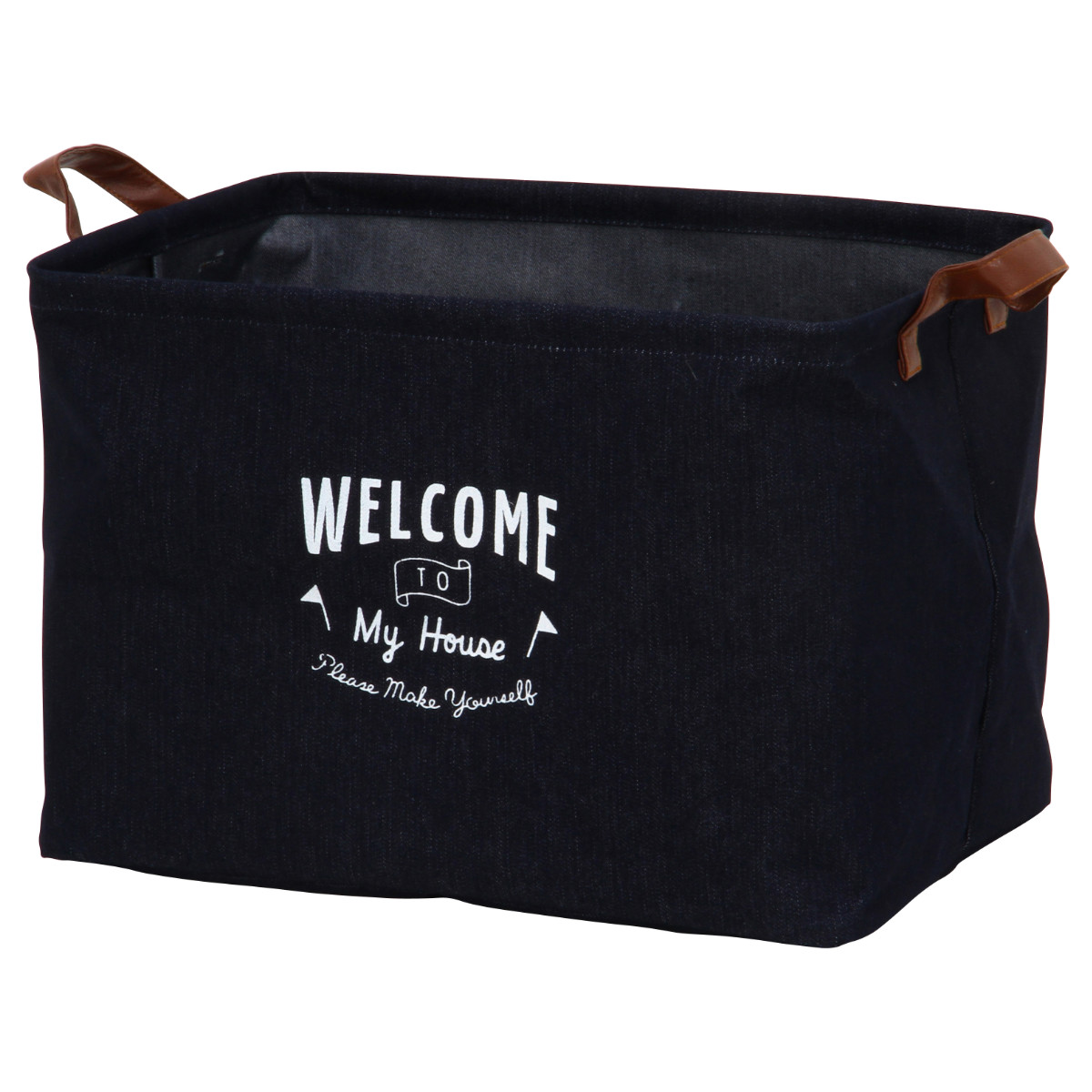 収納ボックス 布 ファブリックボックス スクエア デニム インナーケース 折りたたみ ( 幅38×奥行26×高さ26cm 収納ケース 収納 小物 小物収納 小物入れ カラーボックス 引き出し インナーボックス ボックス ケース 持ち手付き )