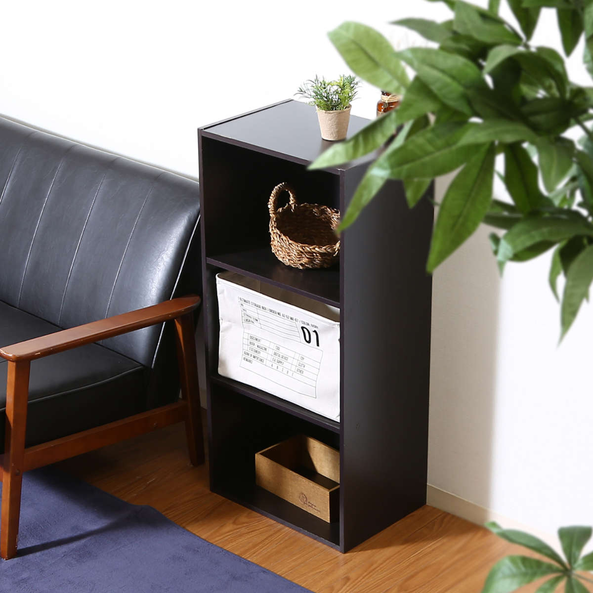 収納ボックス 布 ファブリック インナーボックス 折りたたみ ( 幅38×奥行26×高さ26cm 収納ケース 収納 小物 小物収納 小物入れ カラーボックス 引き出し インナーケース ボックス ケース 持ち手付き ) 【ブラック】 ブラック