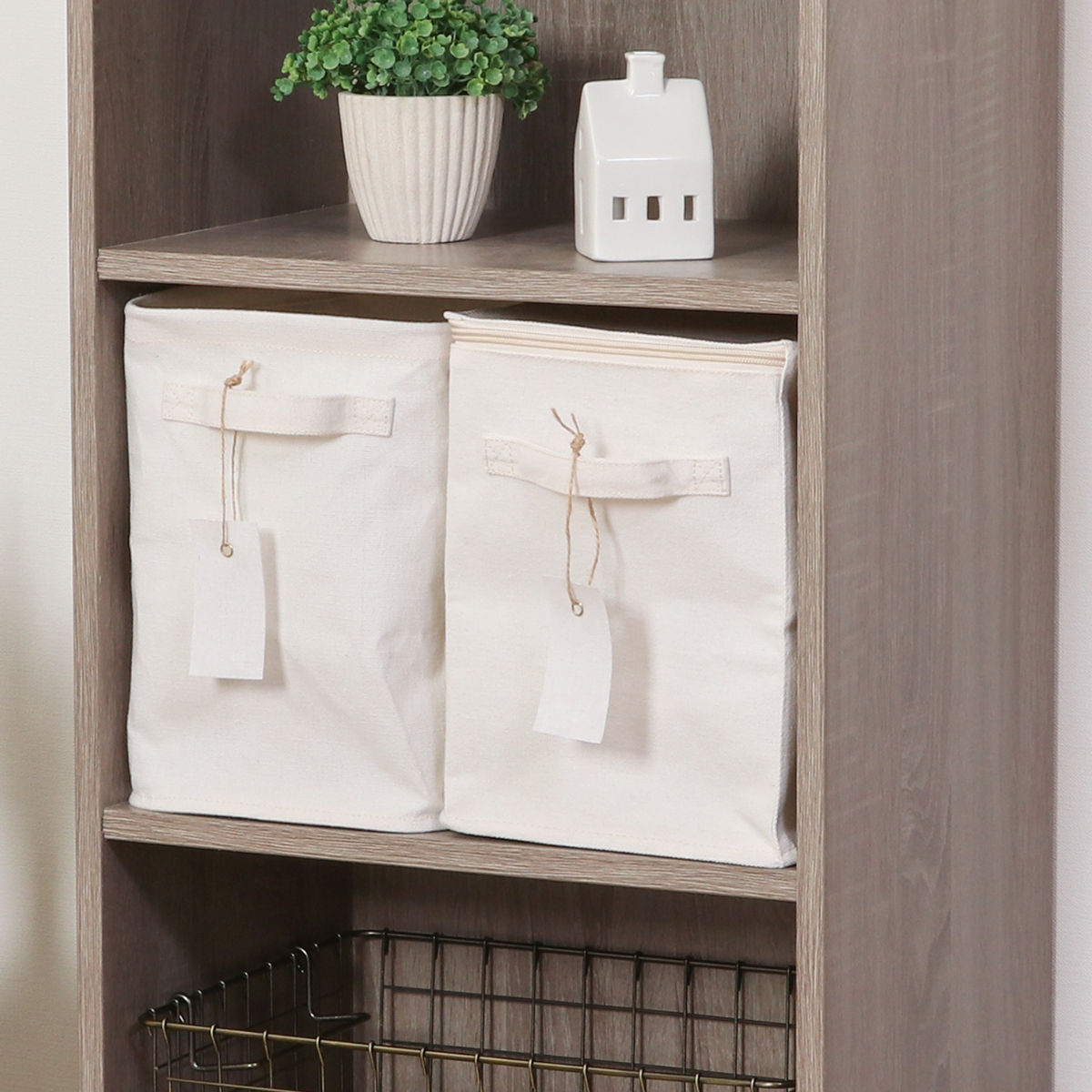 収納ボックス ふた付き 布 魅せる収納ボックス 縦ハーフ ( 収納ケース 折りたたみ 小物収納 フタ付き 収納 ケース ボックス ファスナー 引き出し 取っ手付き 持ち手付き ファブリック 布製 おしゃれ 綿 撥水 軽量 ホコリ )