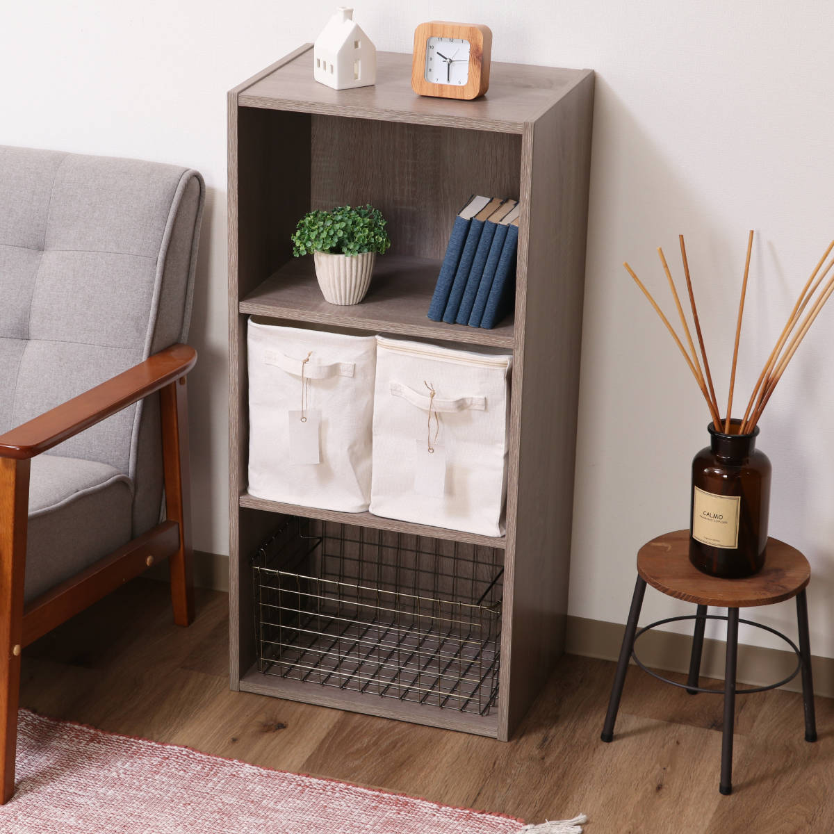 収納ボックス ふた付き 布 魅せる収納ボックス 縦ハーフ ( 収納ケース 折りたたみ 小物収納 フタ付き 収納 ケース ボックス ファスナー 引き出し 取っ手付き 持ち手付き ファブリック 布製 おしゃれ 綿 撥水 軽量 ホコリ )