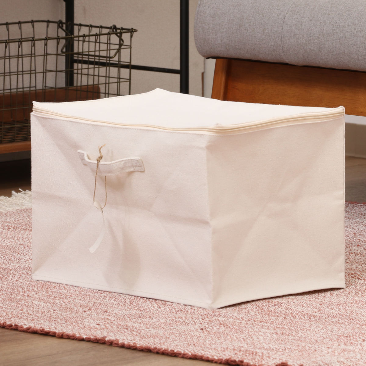 収納ボックス ふた付き 布 魅せる収納ボックス フルサイズ ( 収納ケース 折りたたみ 小物収納 フタ付き 収納 ケース ボックス ファスナー 引き出し 取っ手付き 持ち手付き ファブリック 布製 おしゃれ 綿 撥水 軽量 ホコリ )