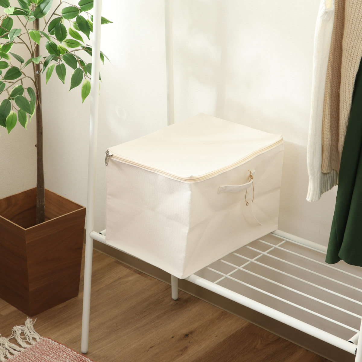 収納ボックス ふた付き 布 魅せる収納ボックス フルサイズ ( 収納ケース 折りたたみ 小物収納 フタ付き 収納 ケース ボックス ファスナー 引き出し 取っ手付き 持ち手付き ファブリック 布製 おしゃれ 綿 撥水 軽量 ホコリ )