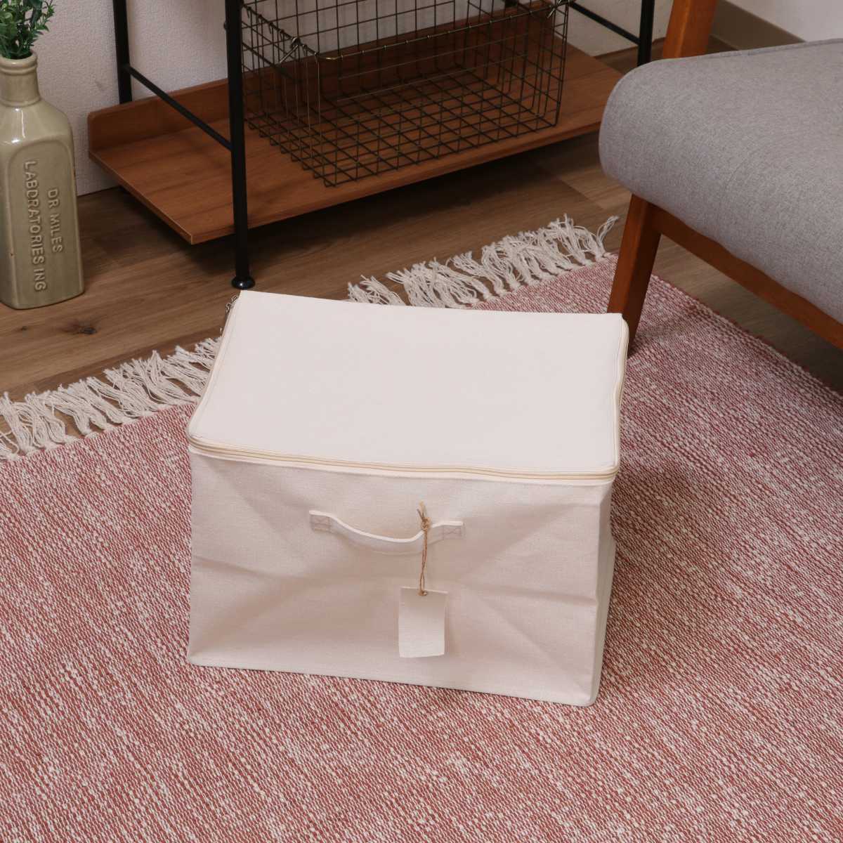 収納ボックス ふた付き 布 魅せる収納ボックス フルサイズ ( 収納ケース 折りたたみ 小物収納 フタ付き 収納 ケース ボックス ファスナー 引き出し 取っ手付き 持ち手付き ファブリック 布製 おしゃれ 綿 撥水 軽量 ホコリ )