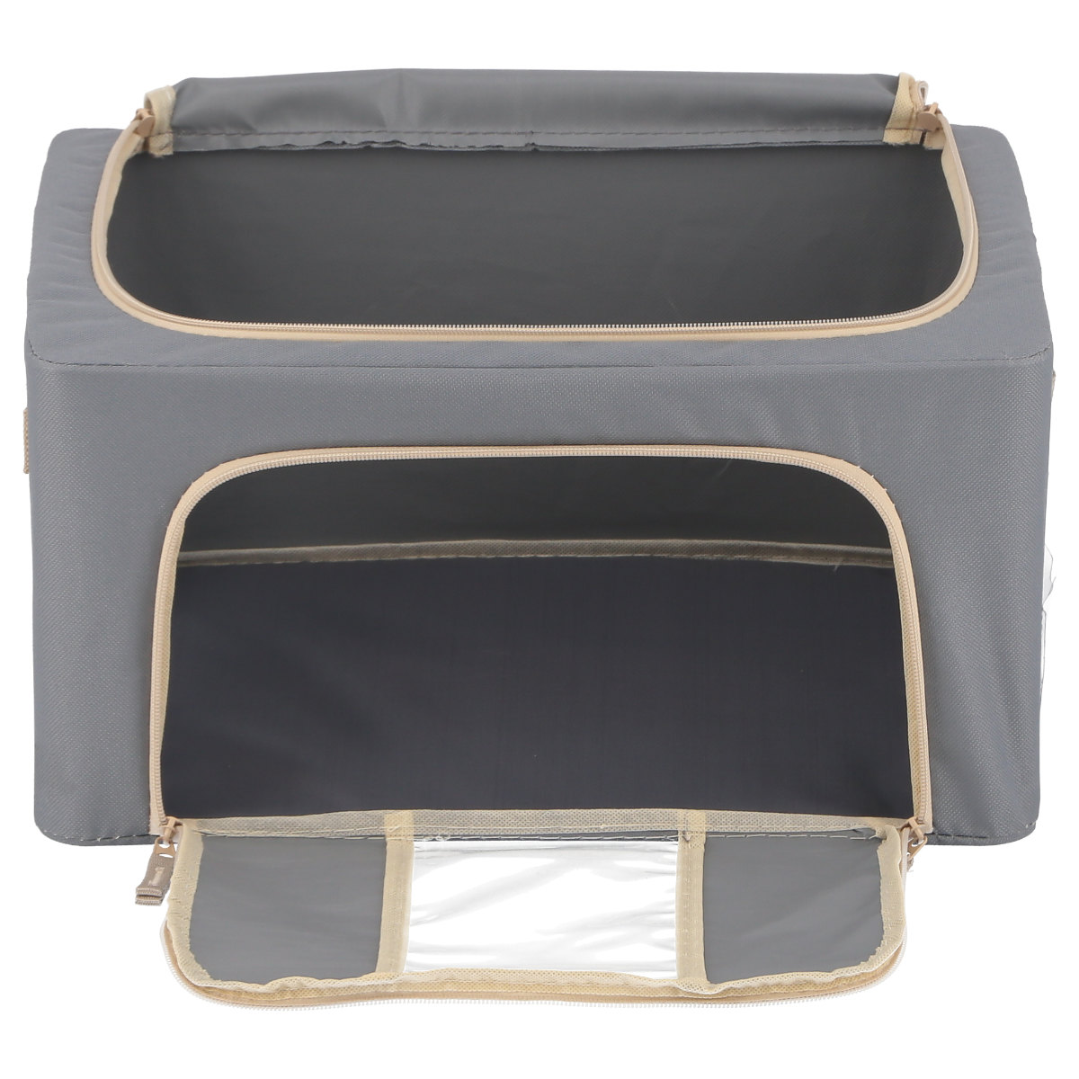 収納ボックス 22L 窓付き 積み重ね収納ボックス 布 幅39×奥行29×高さ20cm ( 前開き 衣類収納 スタッキング 収納ケース 衣類 洋服 収納 クローゼット収納 大容量 押入れ収納 衣装ケース おしゃれ 収納袋 持ち手付き ) 【ブルー】 ブルー