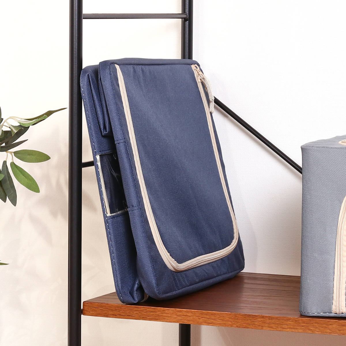 収納ボックス 22L 窓付き 積み重ね収納ボックス 布 幅39×奥行29×高さ20cm ( 前開き 衣類収納 スタッキング 収納ケース 衣類 洋服 収納 クローゼット収納 大容量 押入れ収納 衣装ケース おしゃれ 収納袋 持ち手付き ) 【ブルー】 ブルー