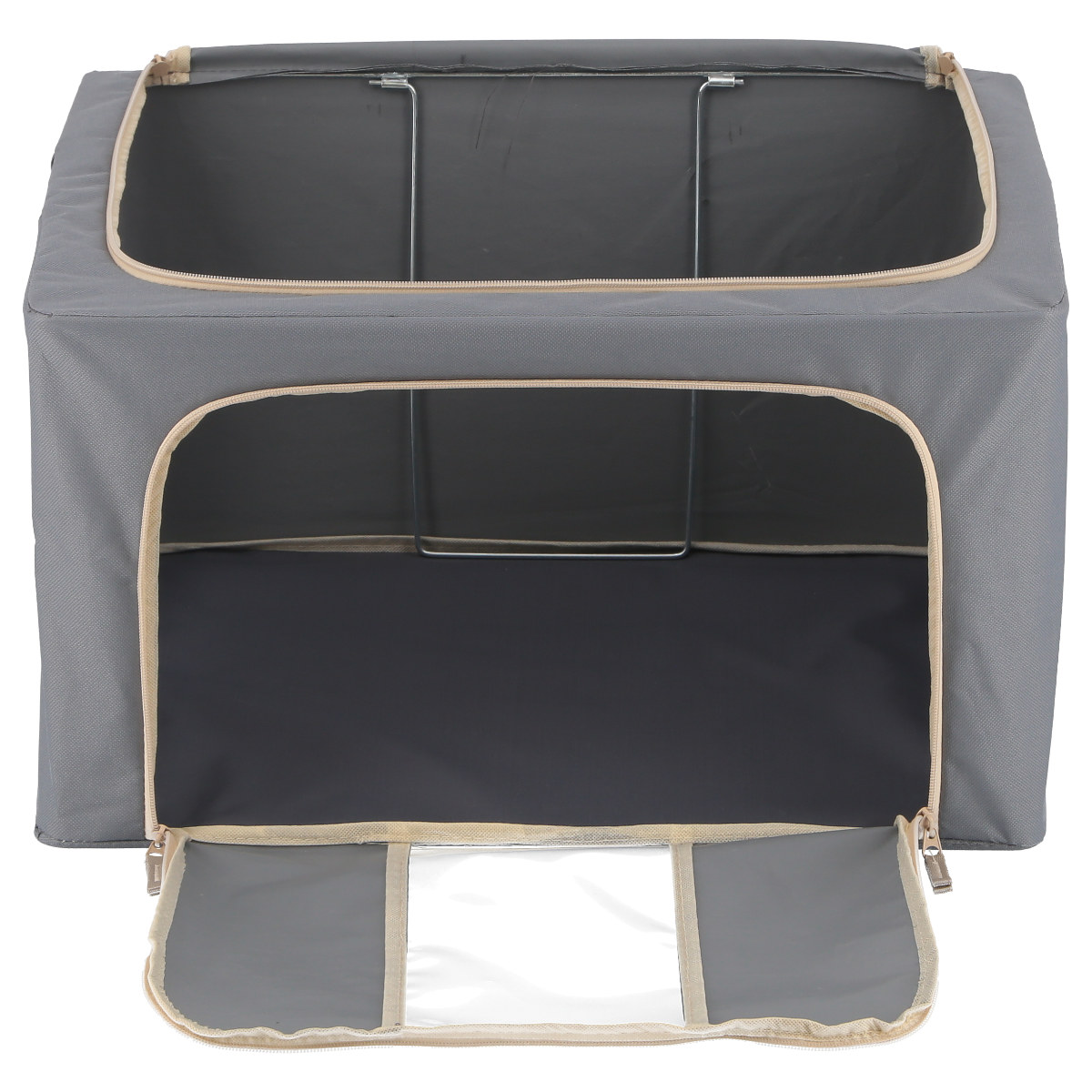 収納ボックス 55L 窓付き 積み重ね収納ボックス 同色3個セット 布 幅50×奥行40×高さ28cm ( 前開き 衣類収納 スタッキング 収納ケース 衣類 洋服 収納 クローゼット収納 大容量 押入れ収納 衣装ケース おしゃれ 収納袋 持ち手付き ) 【ブルー】 ブルー