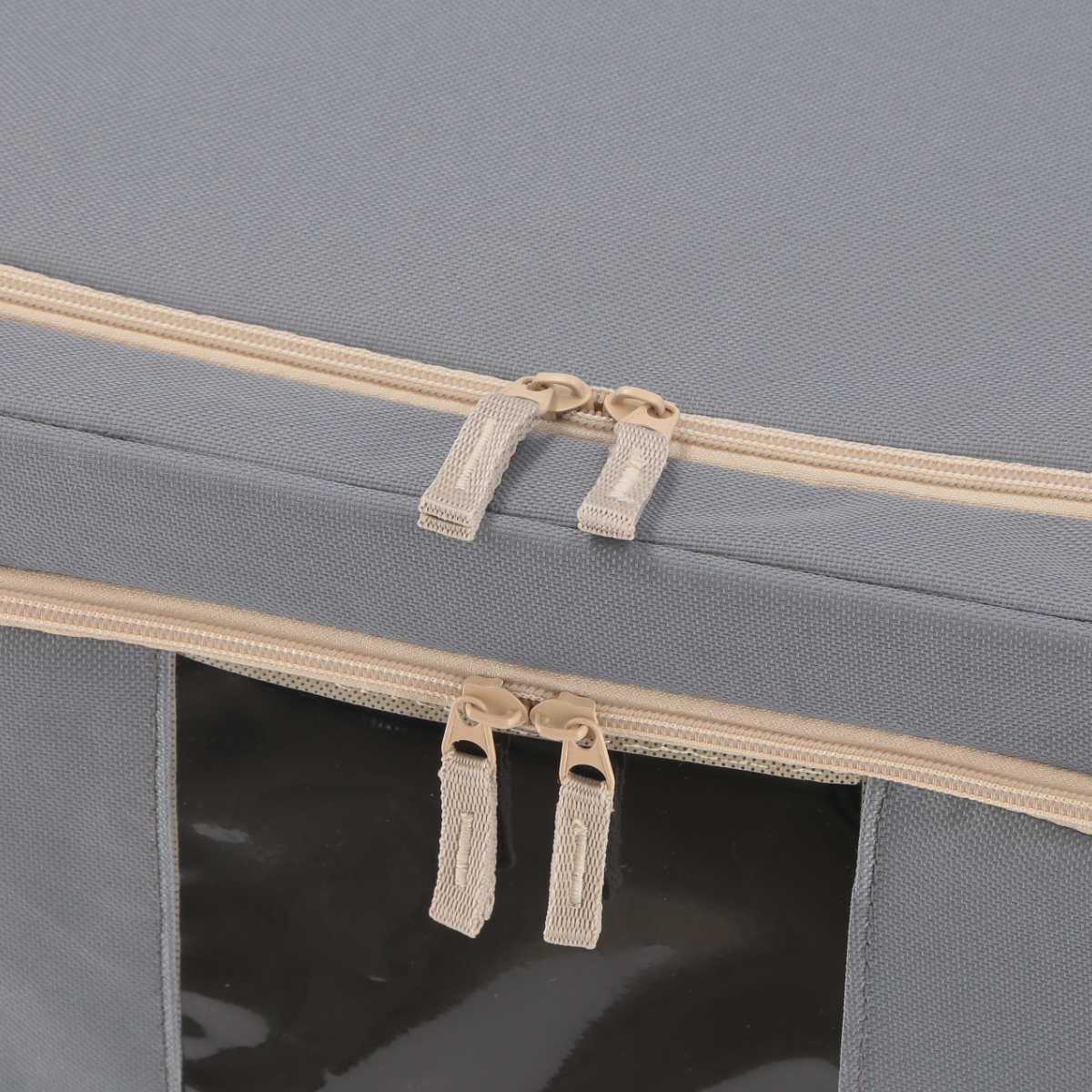 収納ボックス 55L 窓付き 積み重ね収納ボックス 同色3個セット 布 幅50×奥行40×高さ28cm ( 前開き 衣類収納 スタッキング 収納ケース 衣類 洋服 収納 クローゼット収納 大容量 押入れ収納 衣装ケース おしゃれ 収納袋 持ち手付き ) 【ブルー】 ブルー