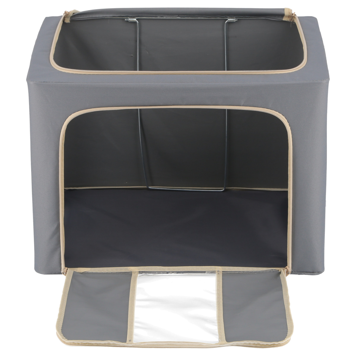 収納ボックス 72L 窓付き 積み重ね収納ボックス 同色3個セット 布 幅50×奥行40×高さ36cm ( 前開き 衣類収納 スタッキング 収納ケース 衣類 洋服 収納 クローゼット収納 大容量 押入れ収納 衣装ケース おしゃれ 収納袋 持ち手付き ) 【ブルー】 ブルー