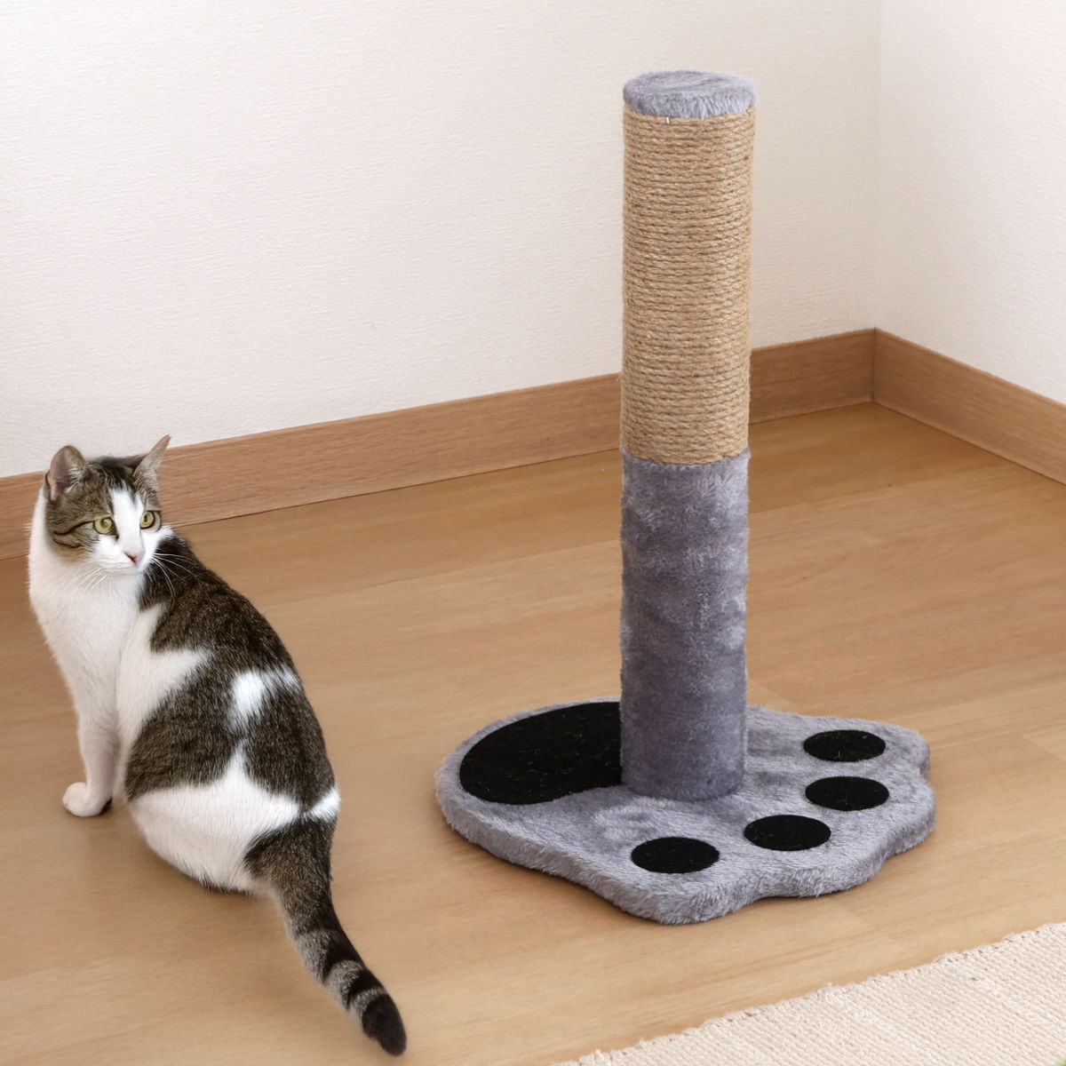 爪とぎ 猫 ポールタイプ ねこぱんち ( 爪研ぎ つめとぎ 猫用 スタンドタイプ 縦型 麻 ストレス解消 遊び 爪磨き ねこ おもちゃ かわいい 猫用品 ペット用品 ) 【ブラウン】 ブラウン