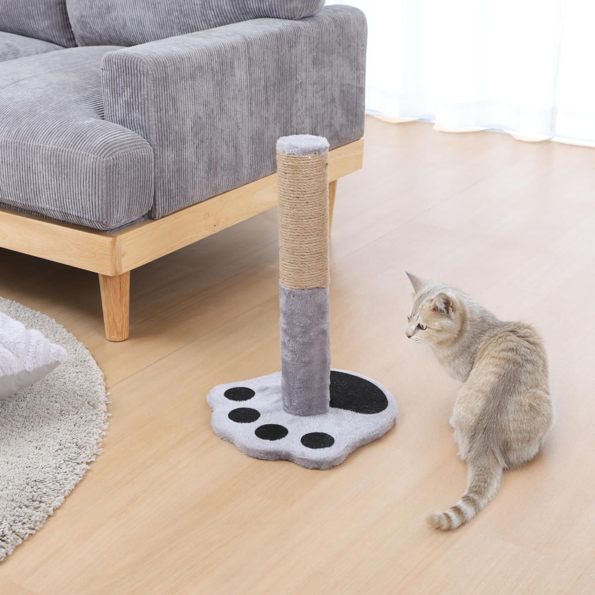 爪とぎ 猫 ポールタイプ ねこぱんち ( 爪研ぎ つめとぎ 猫用 スタンドタイプ 縦型 麻 ストレス解消 遊び 爪磨き ねこ おもちゃ かわいい 猫用品 ペット用品 ) 【ブラウン】 ブラウン