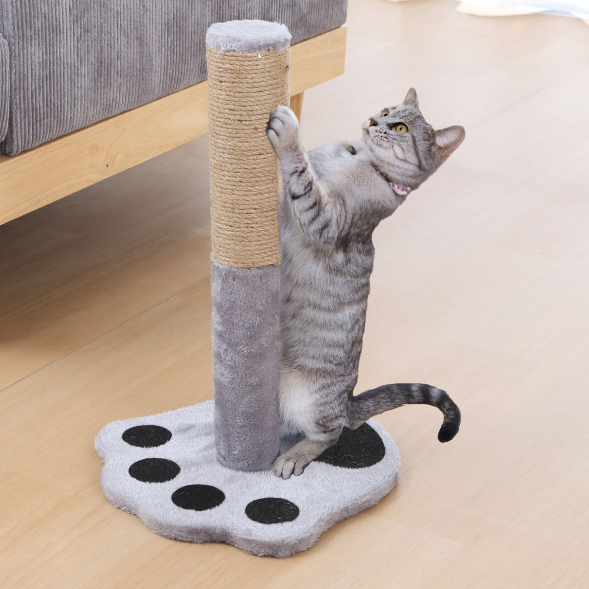 爪とぎ 猫 ポールタイプ ねこぱんち ( 爪研ぎ つめとぎ 猫用 スタンドタイプ 縦型 麻 ストレス解消 遊び 爪磨き ねこ おもちゃ かわいい 猫用品 ペット用品 ) 【ブラウン】 ブラウン