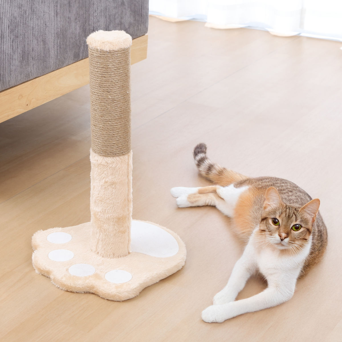 爪とぎ 猫 ポールタイプ ねこぱんち ( 爪研ぎ つめとぎ 猫用 スタンドタイプ 縦型 麻 ストレス解消 遊び 爪磨き ねこ おもちゃ かわいい 猫用品 ペット用品 ) 【ブラウン】 ブラウン