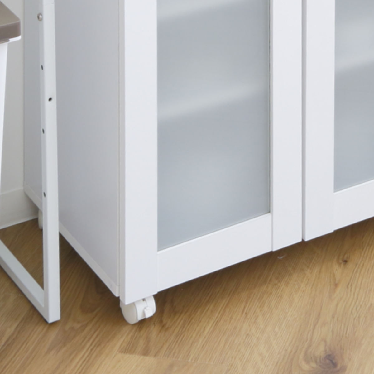 キッチンカウンター 幅90cm フレンチカントリー調 スライド棚 2