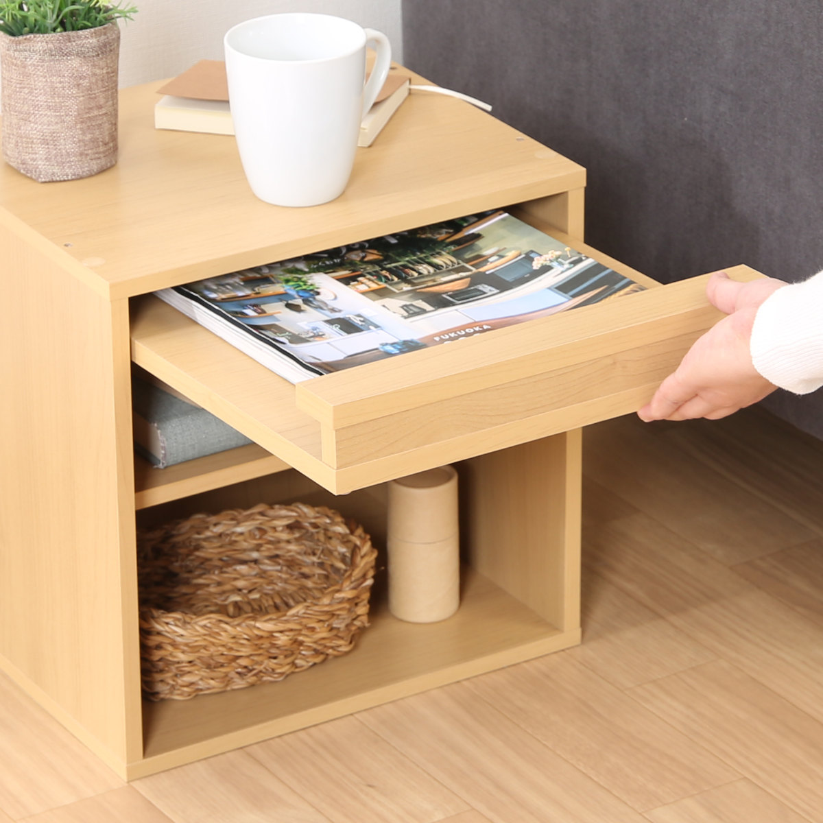 カラーボックス 幅34.5cm フラップ扉 キューブ型 組み合わせラック ( 収納 家具 棚 ラック 飾り棚 組み合わせ カラボ サイドラック キャビネット サイドテーブル テレビ台 可動棚 積み重ね ナチュラル ブラウン ホワイト ) 【ホワイトウォッシュ】 ホワイトウォッシュ