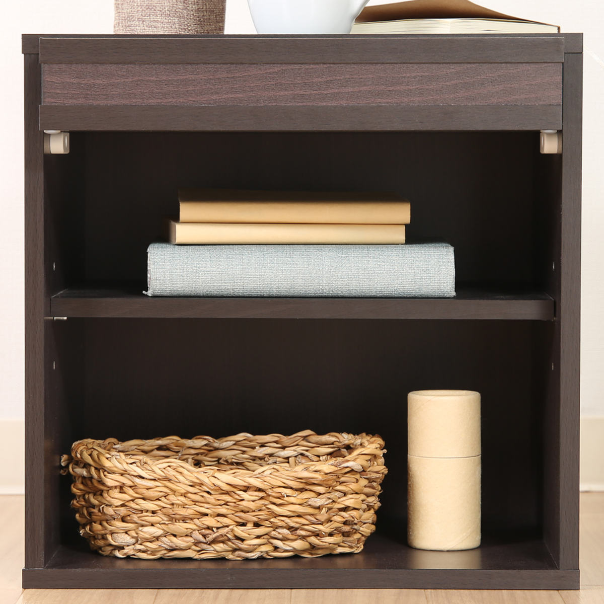 カラーボックス 幅34.5cm フラップ扉 キューブ型 組み合わせラック ( 収納 家具 棚 ラック 飾り棚 組み合わせ カラボ サイドラック キャビネット サイドテーブル テレビ台 可動棚 積み重ね ナチュラル ブラウン ホワイト ) 【ホワイトウォッシュ】 ホワイトウォッシュ