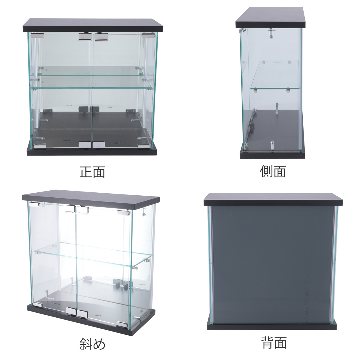コレクションケース ガラス 幅42.5cm 背面ミラー ( 卓上 コレクション ラック 棚 ディスプレイ ガラス製 全面ガラス 棚上 収納 展示 フィギュアケース 見せる収納 ホワイト ブラック 白 黒 ) 【ブラック】 ブラック