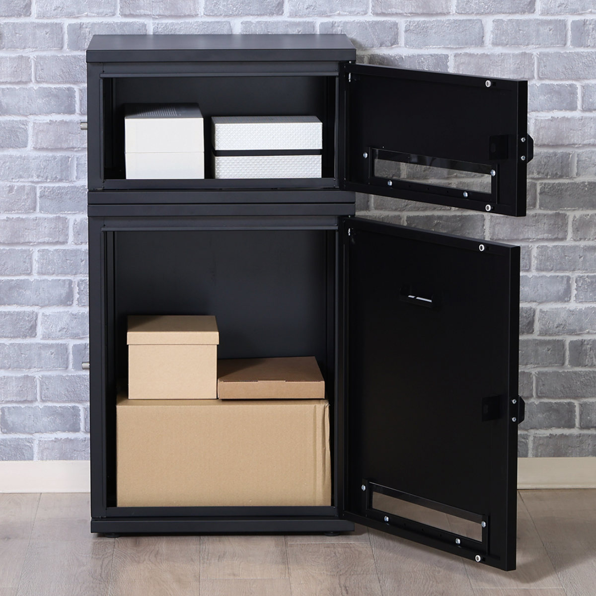 宅配ボックス スチール宅配ボックス Luca 2段 ( 宅配 ボックス ポスト 宅配ポスト 一戸建て用 大型 大容量 据え置き 置き配用ボックス 郵便 郵便受け 宅配BOX 2段式 防止対策 防犯 鍵付き 戸建 屋外 おしゃれ ) 【ホワイト】 ホワイト