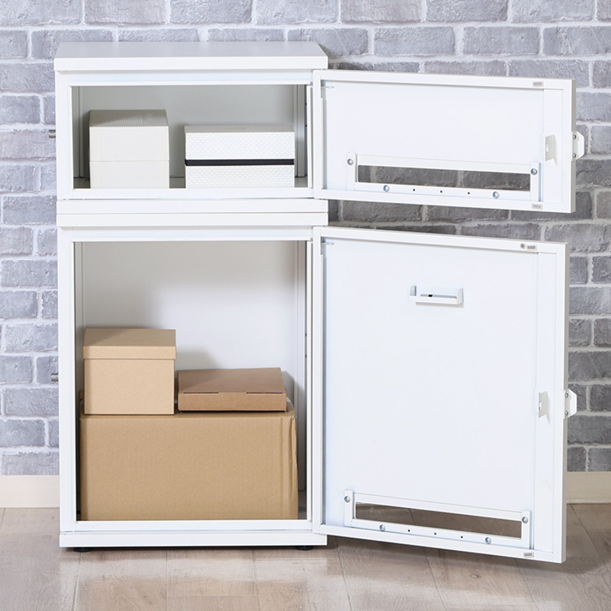 宅配ボックス スチール宅配ボックス Luca 2段 ( 宅配 ボックス ポスト 宅配ポスト 一戸建て用 大型 大容量 据え置き 置き配用ボックス 郵便 郵便受け 宅配BOX 2段式 防止対策 防犯 鍵付き 戸建 屋外 おしゃれ ) 【ホワイト】 ホワイト